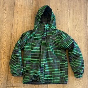 Columbia Kids Striped Green and Black Raincoat
